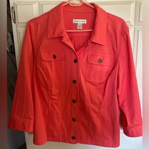 Christopher & Banks Stretch Denim Jean Jacket Coral Pink Medium